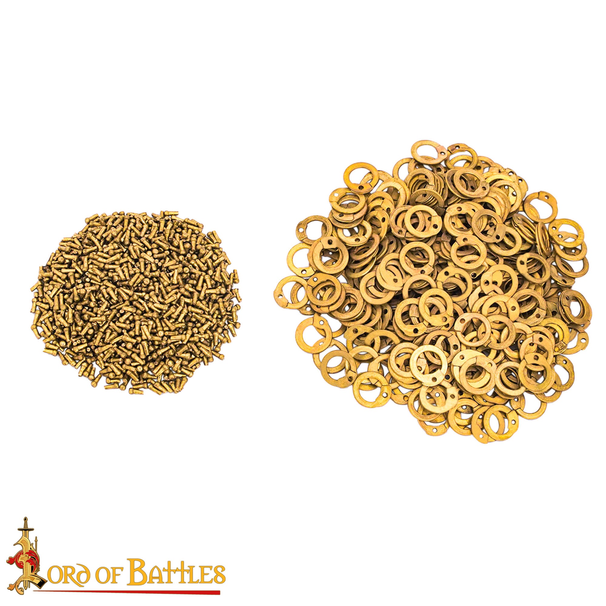 Anillas Planas de Latón - Anillas Planas con Remaches en Forma de Cúpula de 6 Mm - Calibre 18, Acabado en Latón - 1kgs - Ideal para Bricolaje y Reparaciones de Cota de Malla - Imagen 2