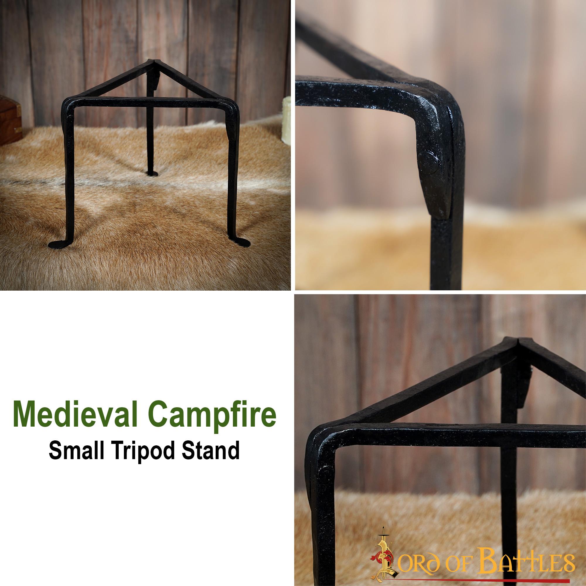 Trípode de Hierro Forjado a Mano - 9 Pulgadas Acabado Negro - Soporte Medieval para Olla de Campamento - Imagen 12