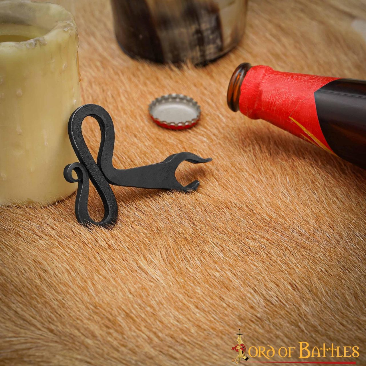 Abrebotellas Medieval de Hierro Forjado a Mano - Forma de Voluta Retorcida de Herrero - Imagen 3