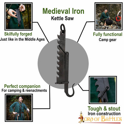 Hervidor Medieval de Hierro Forjado a Mano Sierra de Campamento Funcional - Imagen 4