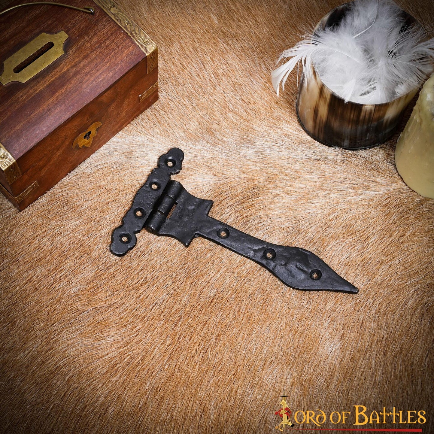 Bisagra Medieval en T de Hierro Forjado a Mano con Punta de Lanza - Bisagra Rústica con Correa Negra para Puertas de Granero, Cofres, Armarios y Puertas - Imagen 13