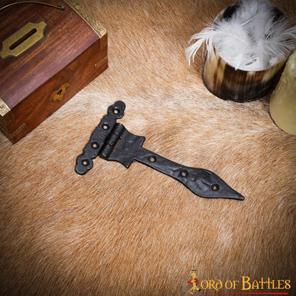 Bisagra Medieval en T de Hierro Forjado a Mano con Punta de Lanza - Bisagra Rústica con Correa Negra para Puertas de Granero, Cofres, Armarios y Puertas - Imagen 13