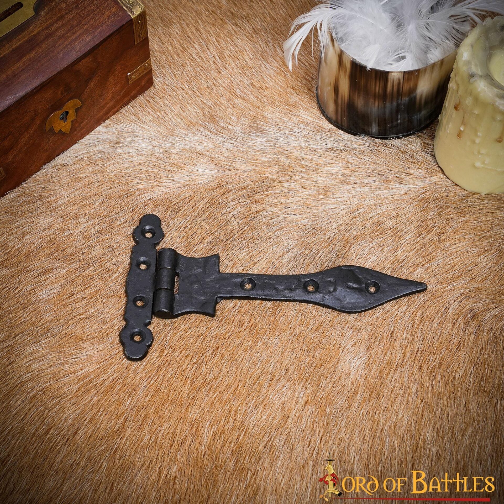 Bisagra Medieval en T de Hierro Forjado a Mano con Punta de Lanza - Bisagra Rústica con Correa Negra para Puertas de Granero, Cofres, Armarios y Puertas - Imagen 14