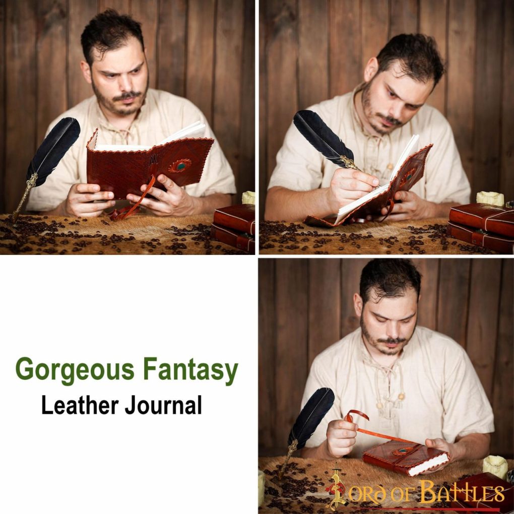 Diario Medieval de Piedra Diario Artesanal de Piel Auténtica - Imagen 5