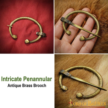 Broche Penannular de Latón Antiguo Alfiler de Capa Vikingo Celta, Fíbula Fundida en Arena - Imagen 12