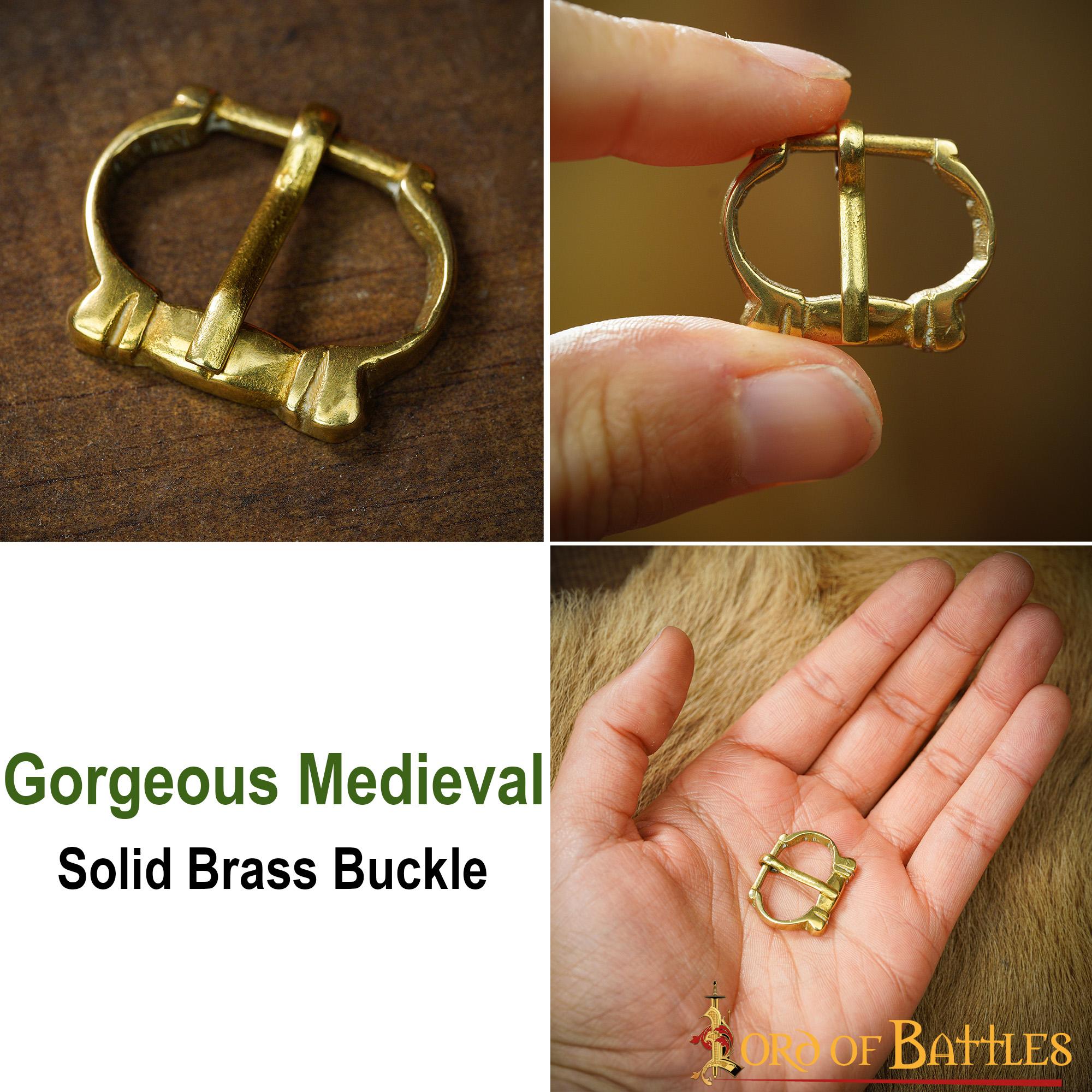 Pequeñas Hebillas Medievales de Latón para Cinturón - Juego de 5 Piezas Acabadas a Mano (réplica de 1200-1400) - Imagen 11