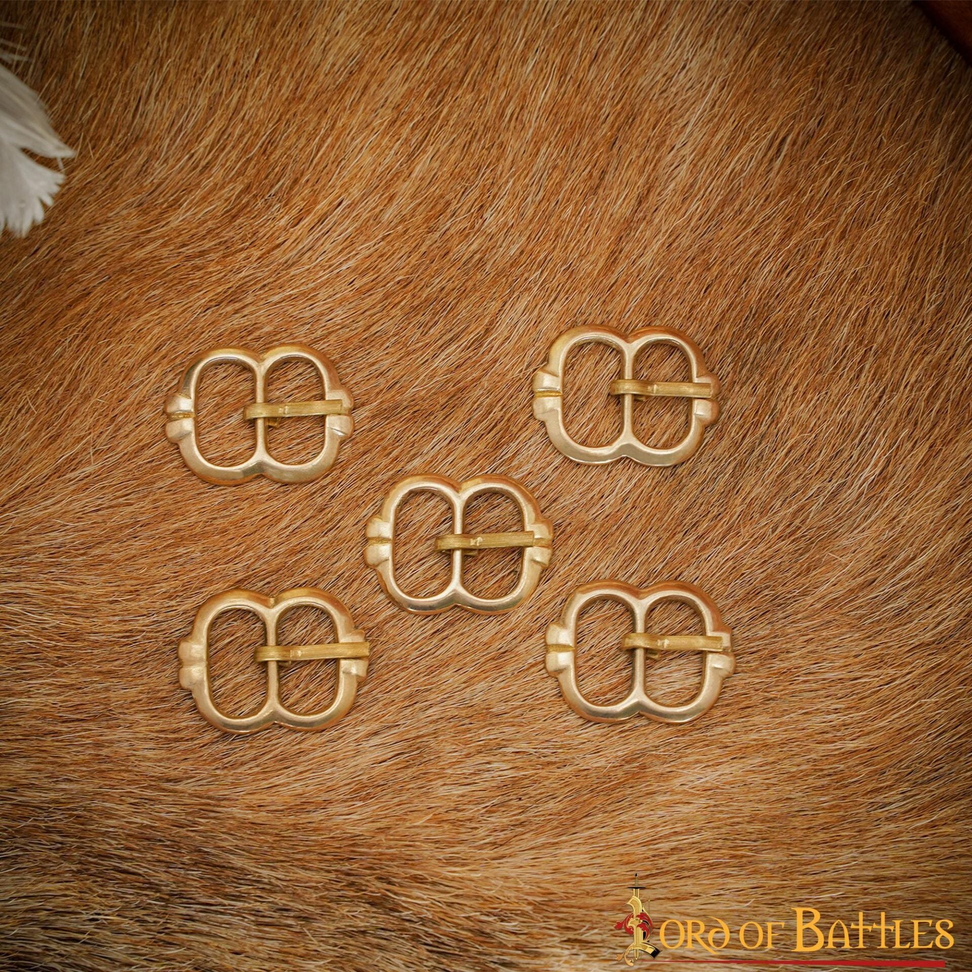 Juego de 5 Hebillas Medievales de Latón para Cinturón - Pequeños Cierres de Correa Decorativos para Ropa Histórica y Marroquinería - Imagen 12