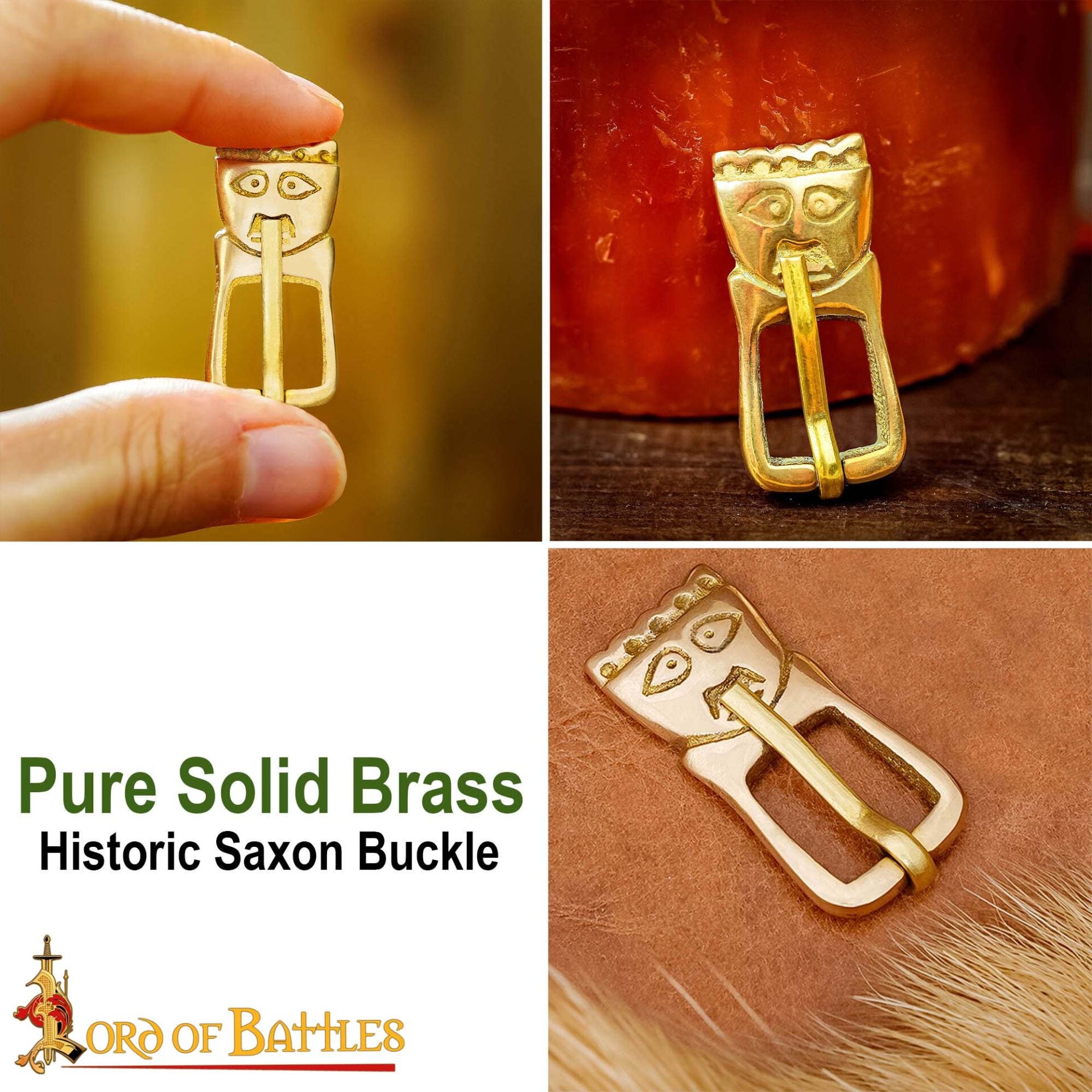 Hebilla de Cinturón Medieval Tardía de Latón Macizo - Imagen 5