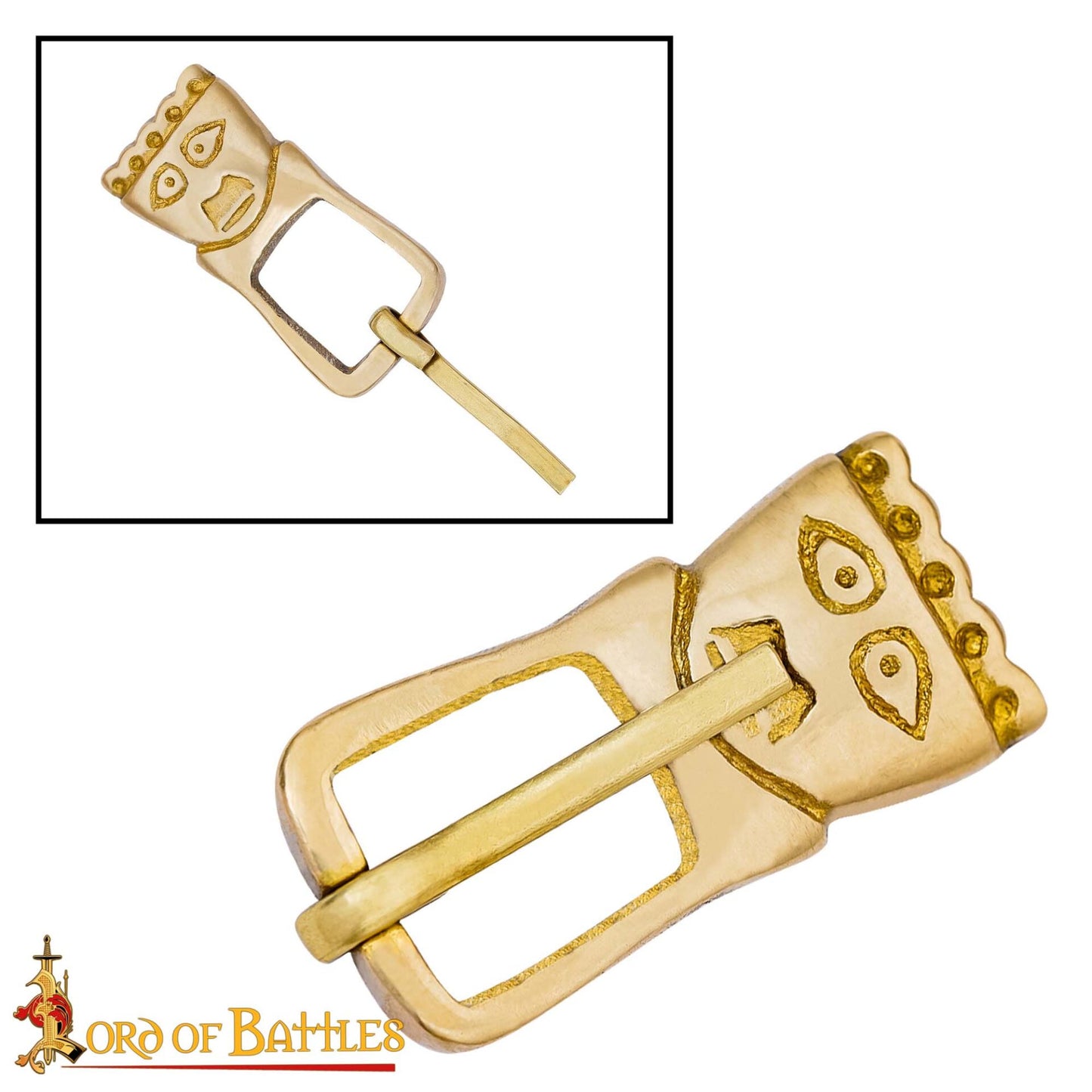 Hebilla de Cinturón Medieval Tardía de Latón Macizo - Imagen 4