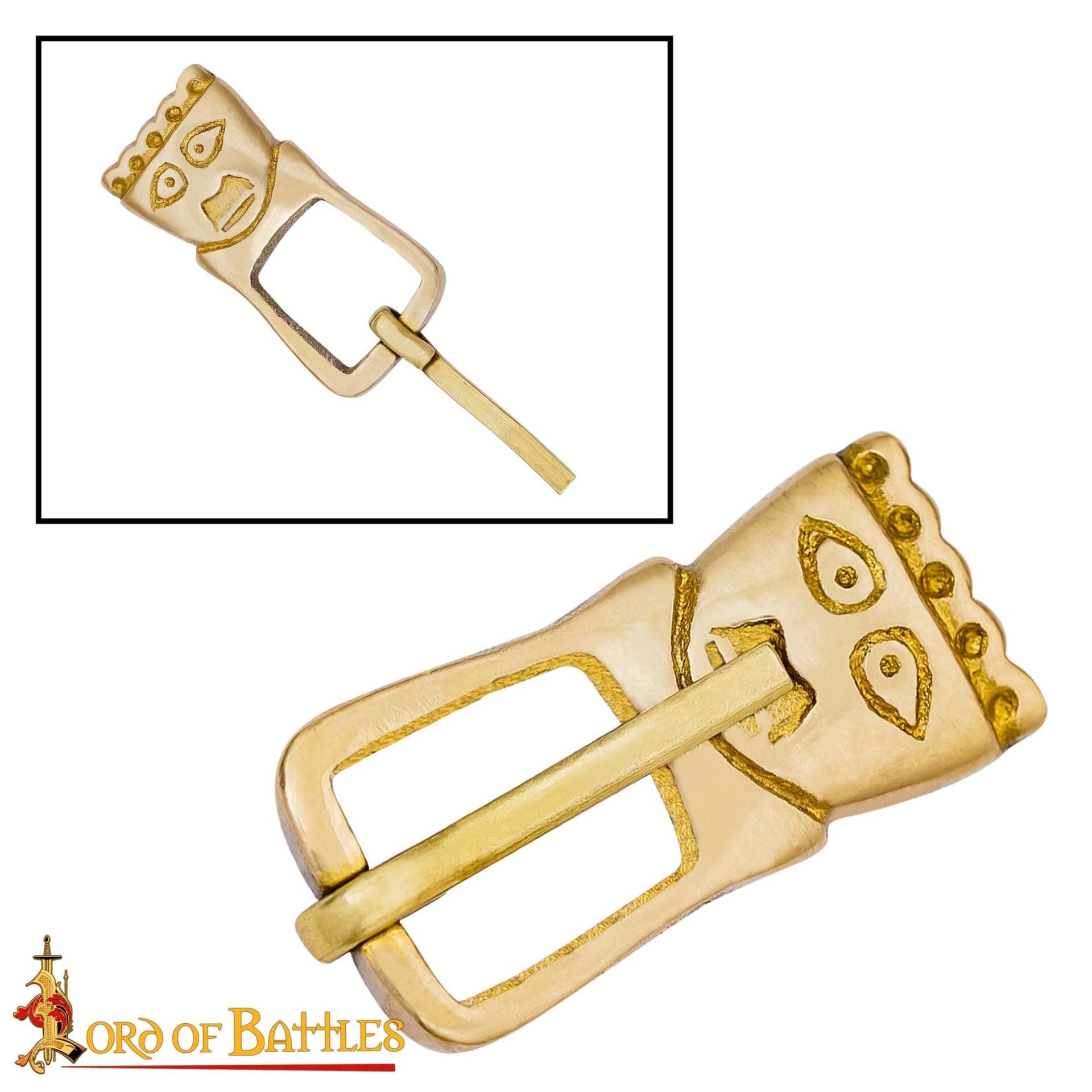 Hebilla de Cinturón Medieval Tardía de Latón Macizo - Imagen 4