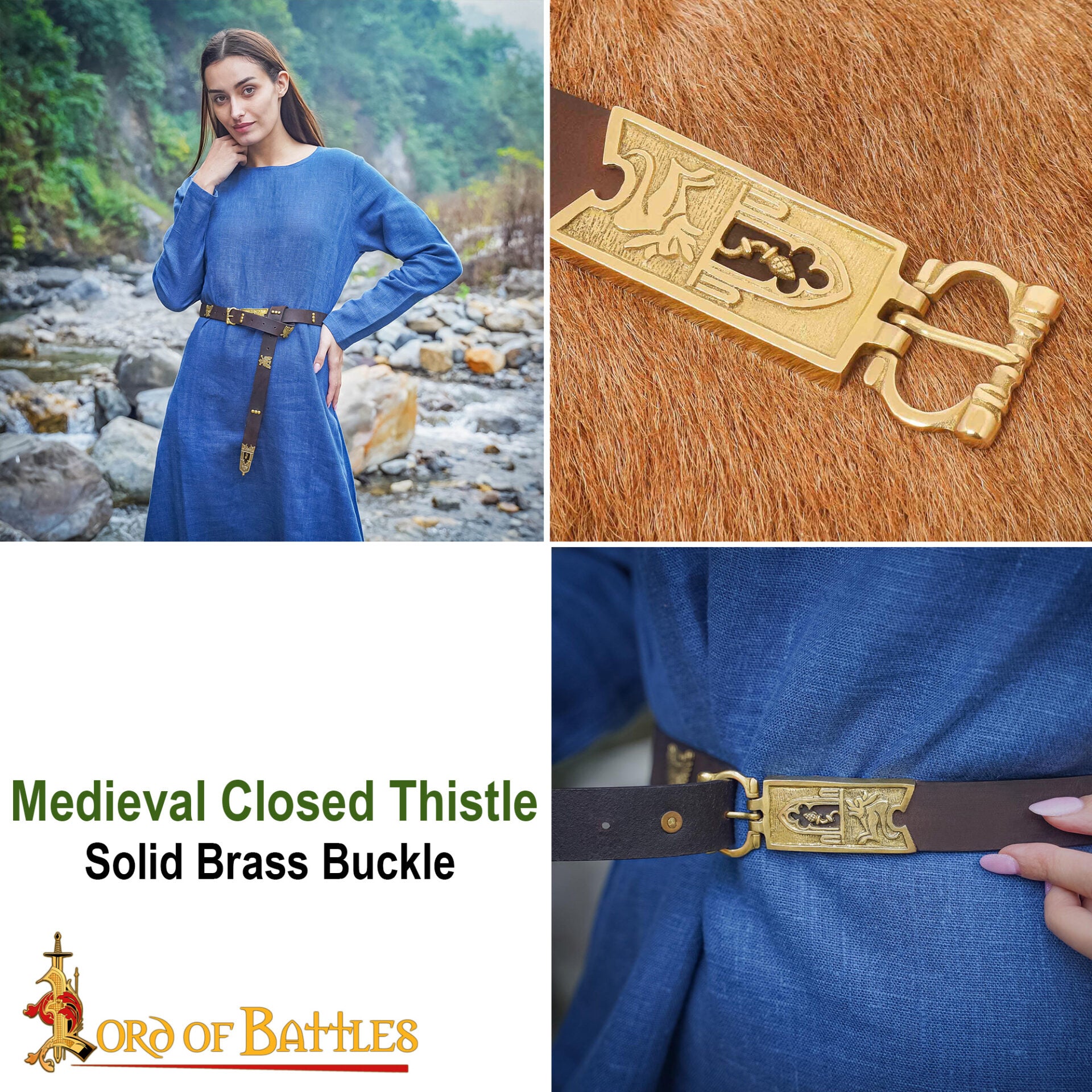 Hebilla Medieval de Latón con Cardo Cerrado - Accesorio para Cinturón Macizo - Imagen 18