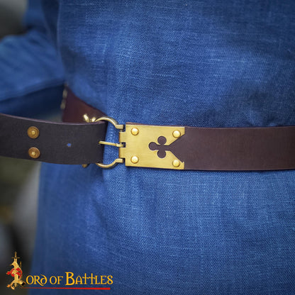 Hebilla de Cinturón de Latón Medieval - Motivo Trébol para Larp y Disfraces Históricos - Imagen 12
