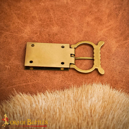 Hebilla de Cinturón de Latón Medieval - Motivo Trébol para Larp y Disfraces Históricos - Imagen 10