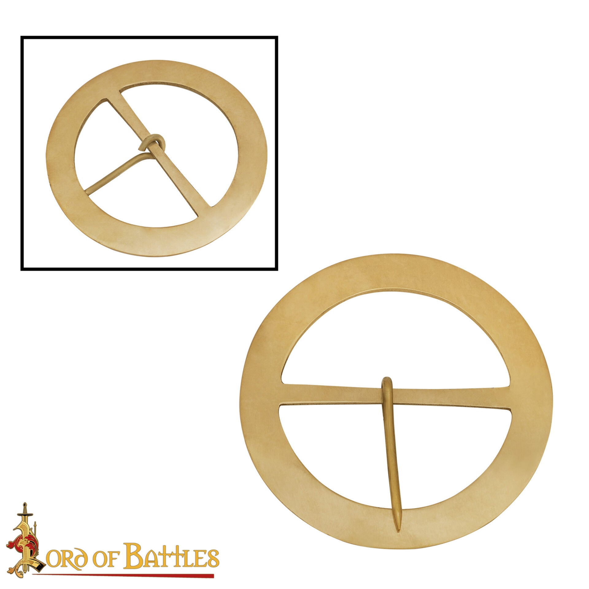 Hebilla Medieval Redonda de Latón Macizo 9,5 Cm - Imagen 4