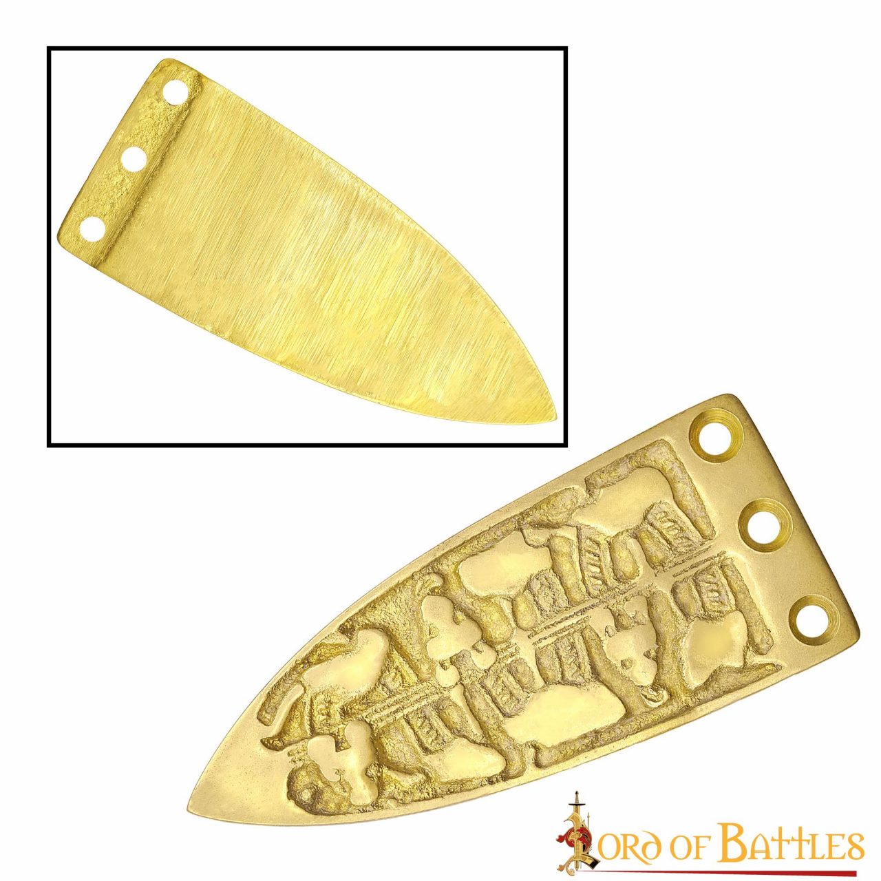 Serpiente Vikinga Grabada Cinturón Medieval Chape Puro Latón Macizo Accesorio - Imagen 2