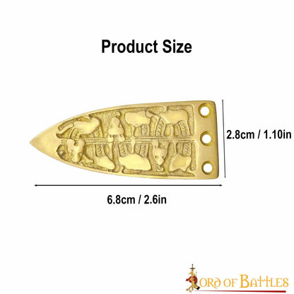 Serpiente Vikinga Grabada Cinturón Medieval Chape Puro Latón Macizo Accesorio - Imagen 10