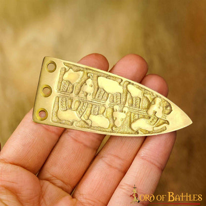 Serpiente Vikinga Grabada Cinturón Medieval Chape Puro Latón Macizo Accesorio - Imagen 8