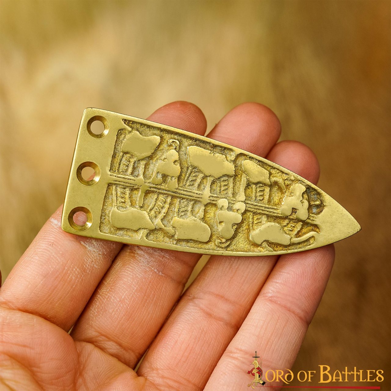 Serpiente Vikinga Grabada Cinturón Medieval Chape Puro Latón Macizo Accesorio - Imagen 9