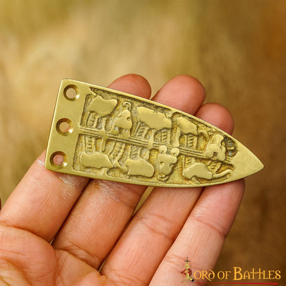 Serpiente Vikinga Grabada Cinturón Medieval Chape Puro Latón Macizo Accesorio - Imagen 9