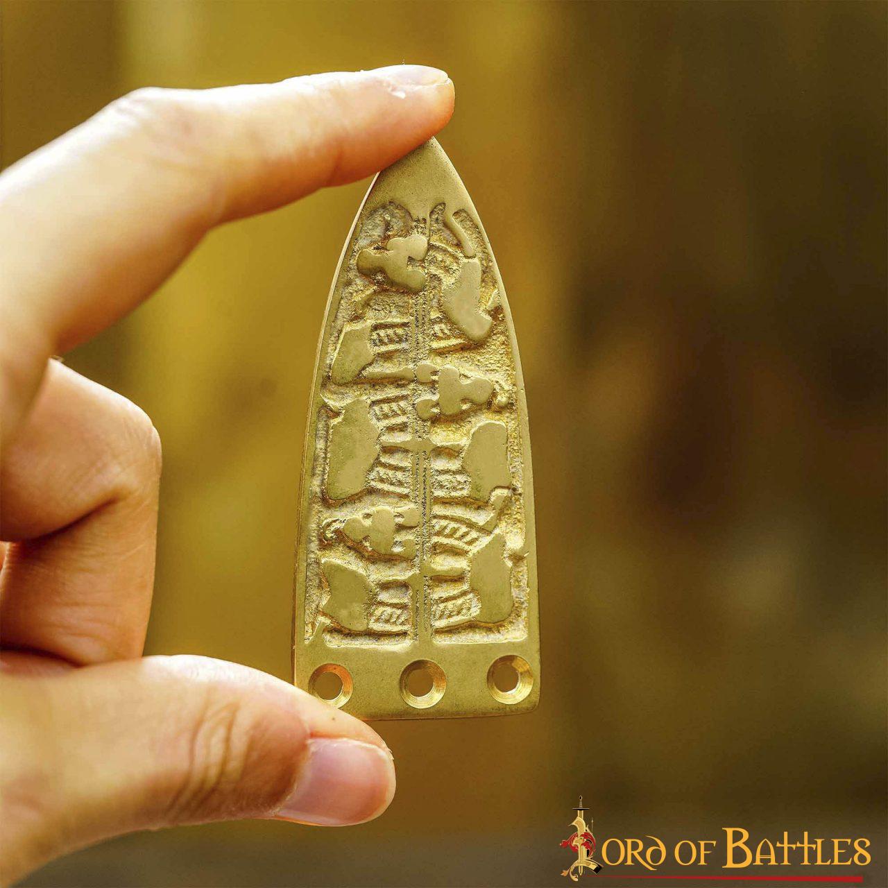 Serpiente Vikinga Grabada Cinturón Medieval Chape Puro Latón Macizo Accesorio - Imagen 7