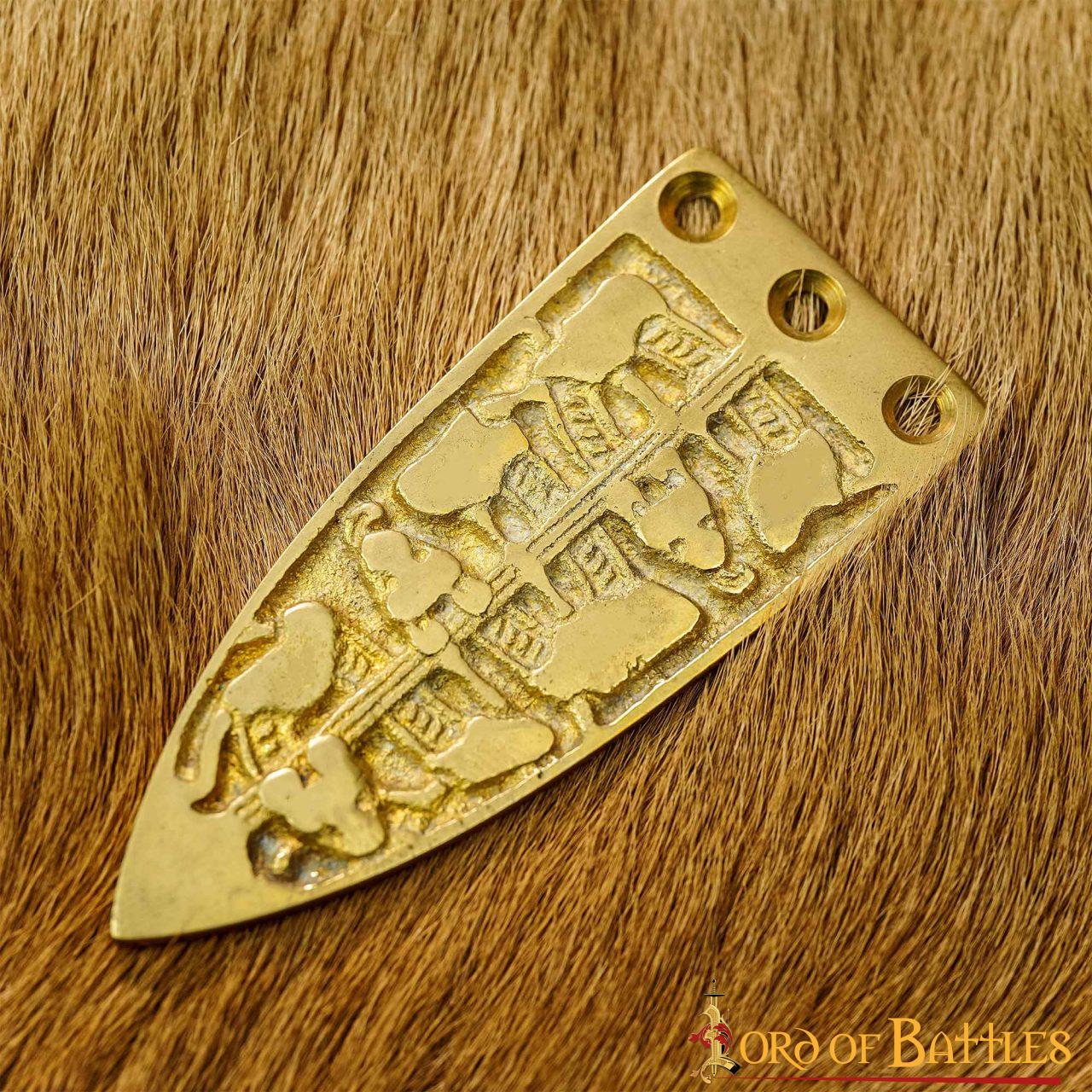 Serpiente Vikinga Grabada Cinturón Medieval Chape Puro Latón Macizo Accesorio - Imagen 5