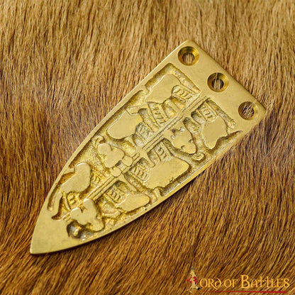 Serpiente Vikinga Grabada Cinturón Medieval Chape Puro Latón Macizo Accesorio - Imagen 5