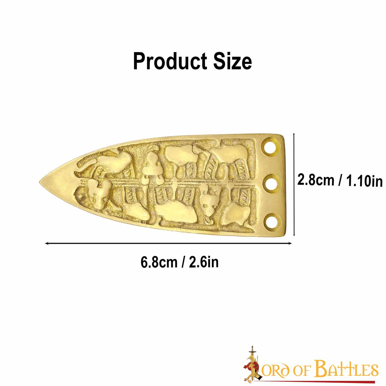 Serpiente Vikinga Grabada Cinturón Medieval Chape Puro Latón Macizo Accesorio - Imagen 3