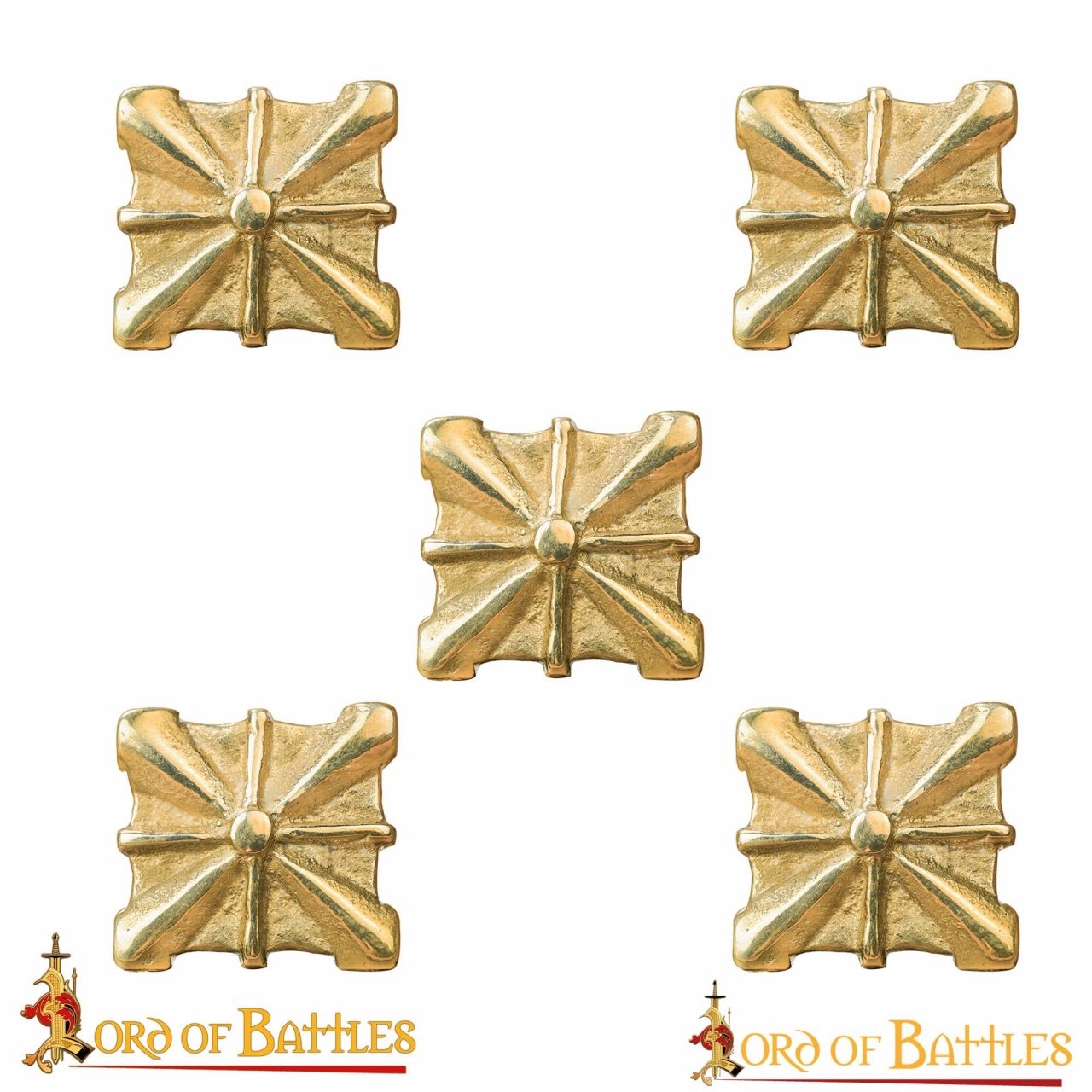 Monturas Medievales de Latón Macizo Puro, Herrajes Decorativos para Uso en Cuero| Juego de 5, 2cm - Imagen 18