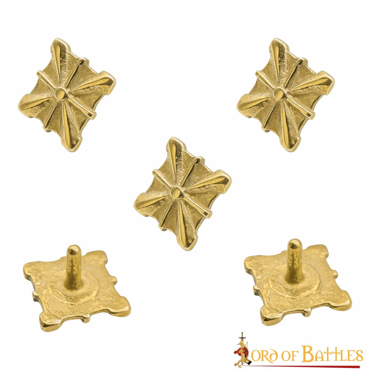 Monturas Medievales de Latón Macizo Puro, Herrajes Decorativos para Uso en Cuero| Juego de 5, 2cm - Imagen 20