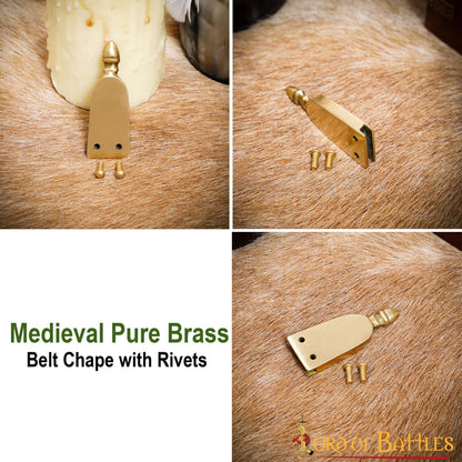 Chape Medieval de Latón para Cinturón - Terminal de Cinturón con Remaches para Cinturones de Cuero - Imagen 10