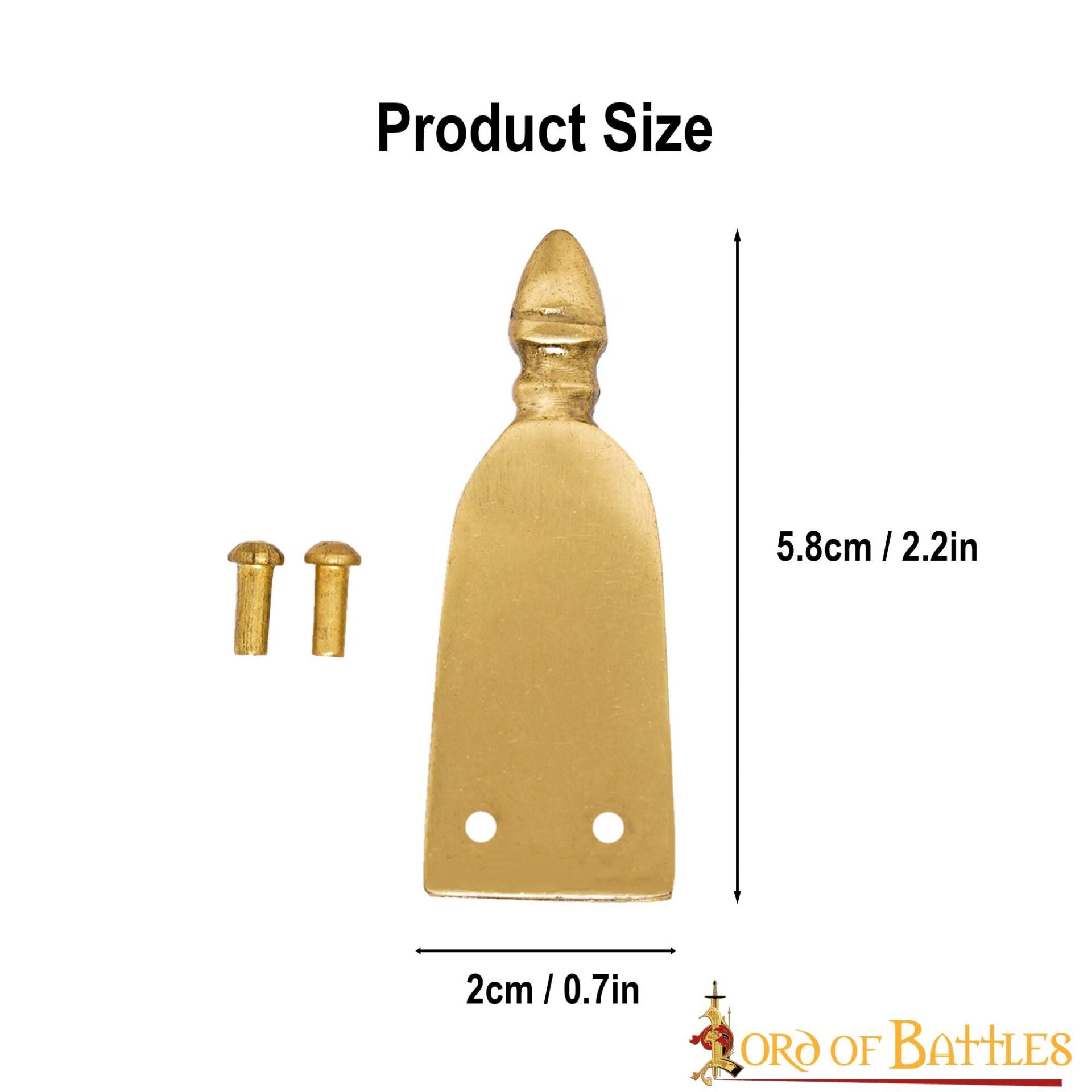 Chape Medieval de Latón para Cinturón - Terminal de Cinturón con Remaches para Cinturones de Cuero - Imagen 9