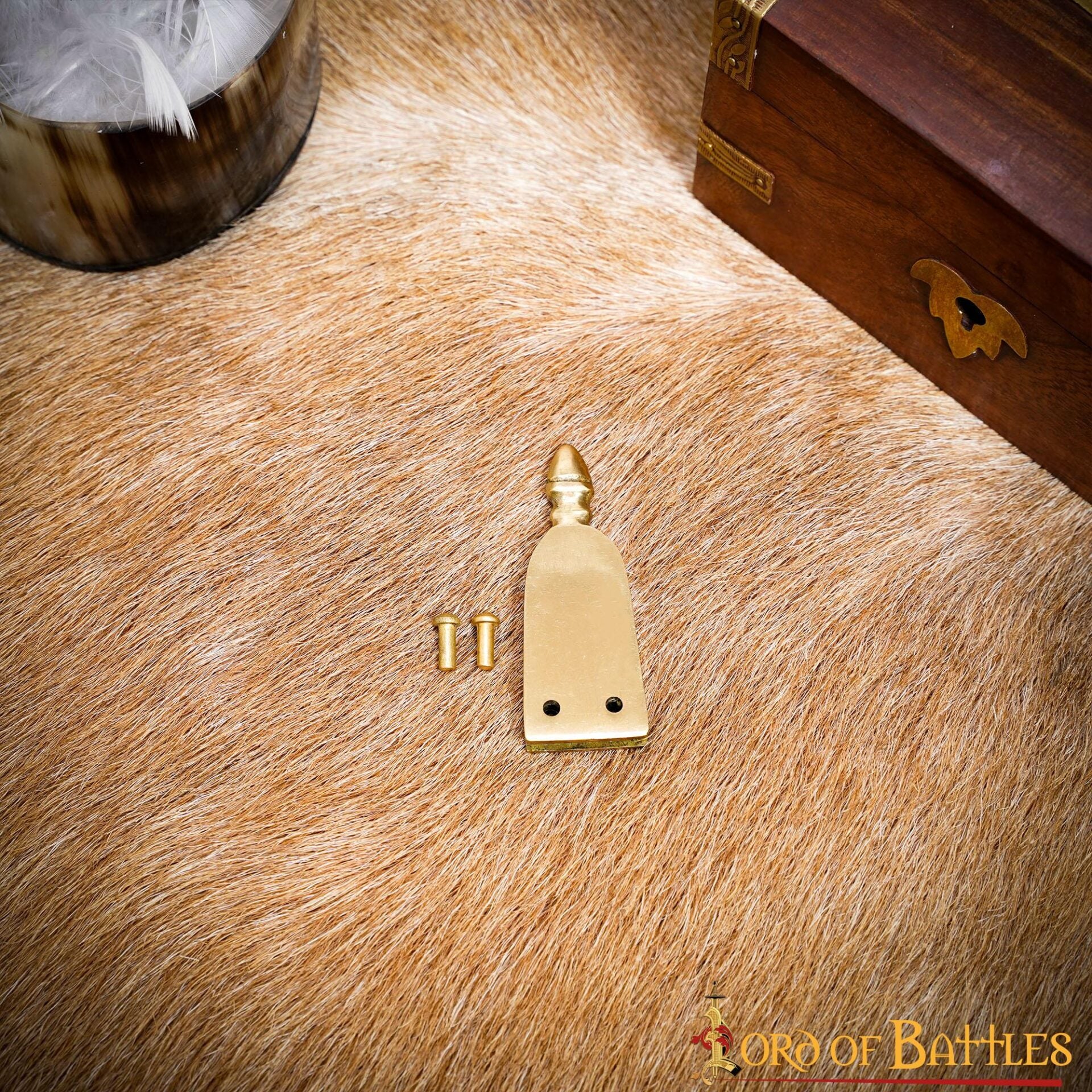 Chape Medieval de Latón para Cinturón - Terminal de Cinturón con Remaches para Cinturones de Cuero - Imagen 13