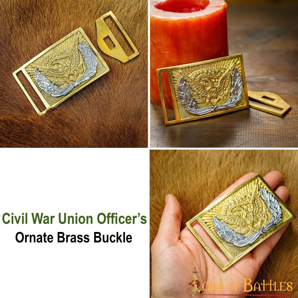 Hebilla de Cinturón de Latón Puro de Oficial de la Unión de la Guerra Civil Americana - Imagen 8