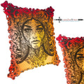 Cuadro grabado rostro señorita con motivos florales