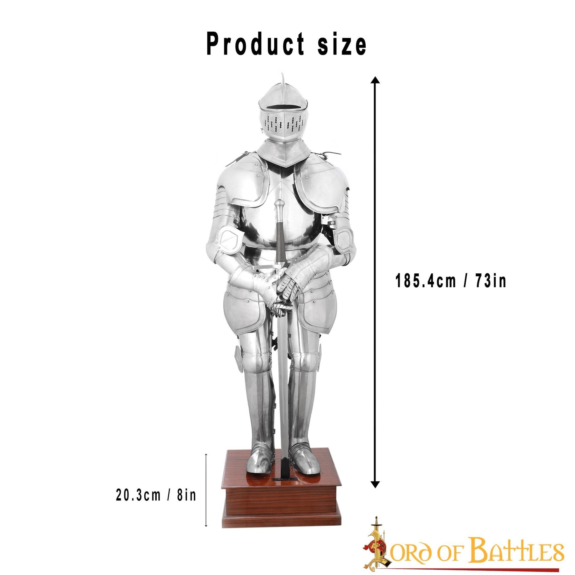 Armadura Duque de Borgoña de Acero Dulce - 75" - Calibre 18 Pulido Armadura Medieval de Cuerpo Completo - Imagen 8