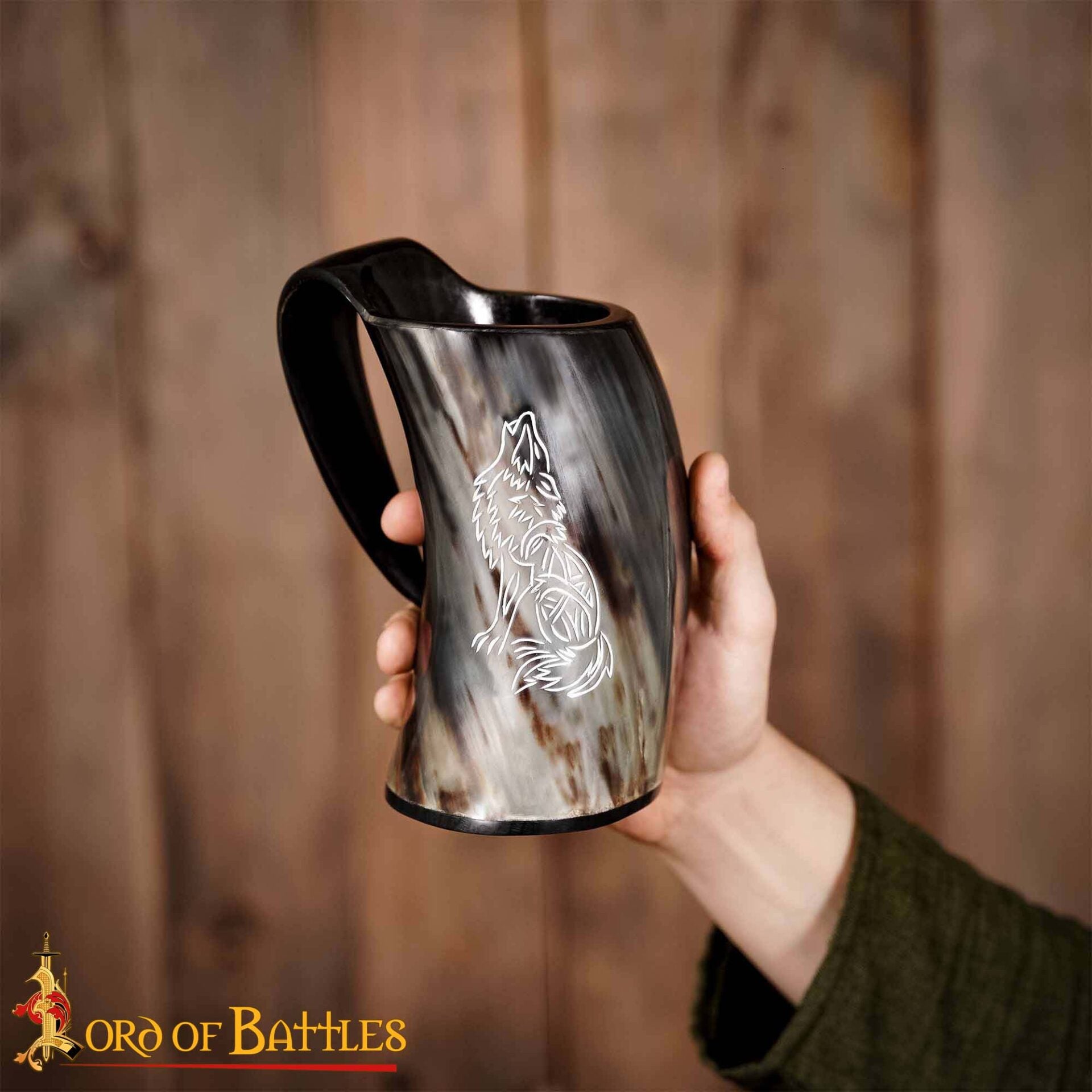 Jarro Vikingo de Cuerno con Nudos de Lobo Celta (600ml) - Imagen 5