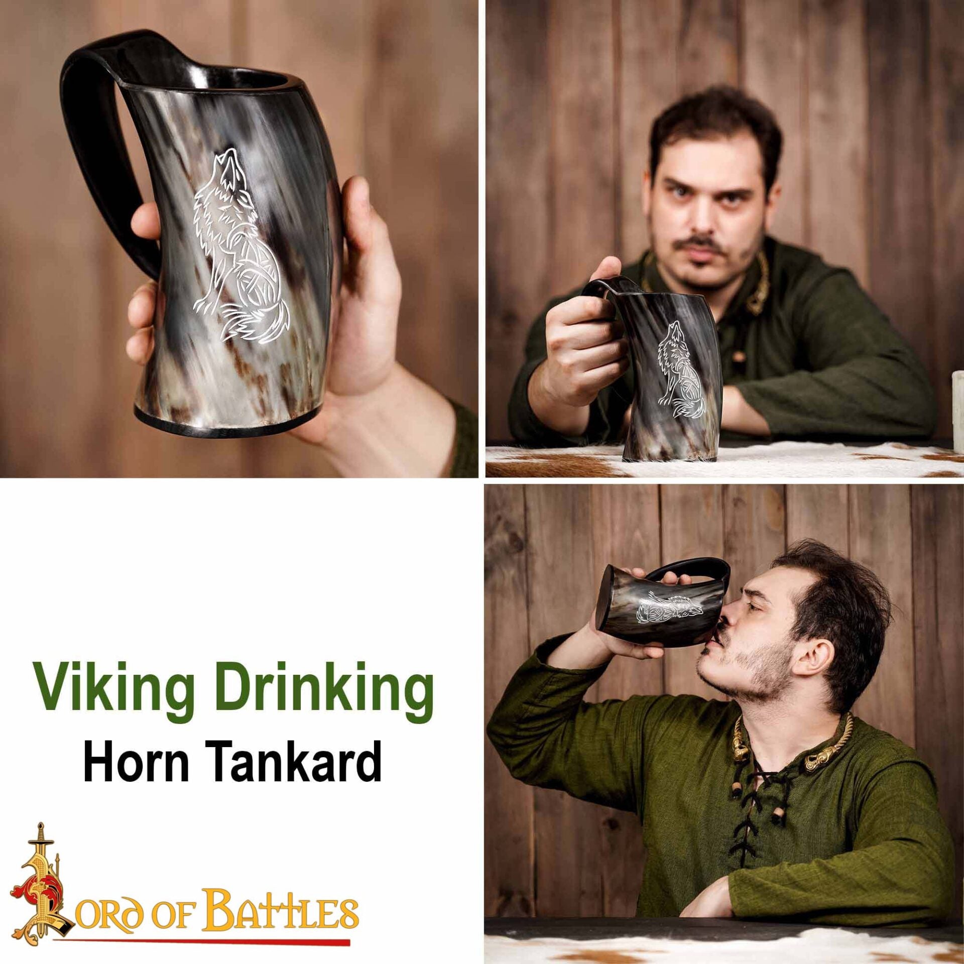 Jarro Vikingo de Cuerno con Nudos de Lobo Celta (600ml) - Imagen 7