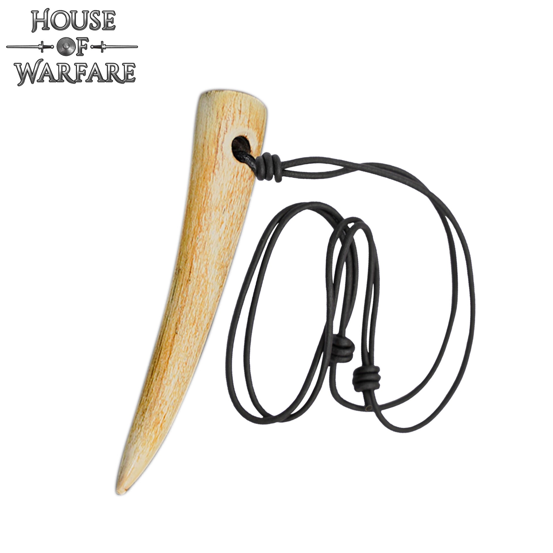 Collar Colgante Cuerno Vikingo con Cordón de Cuero Ajustable - 4" Cuerno Natural Pulido - Imagen 4