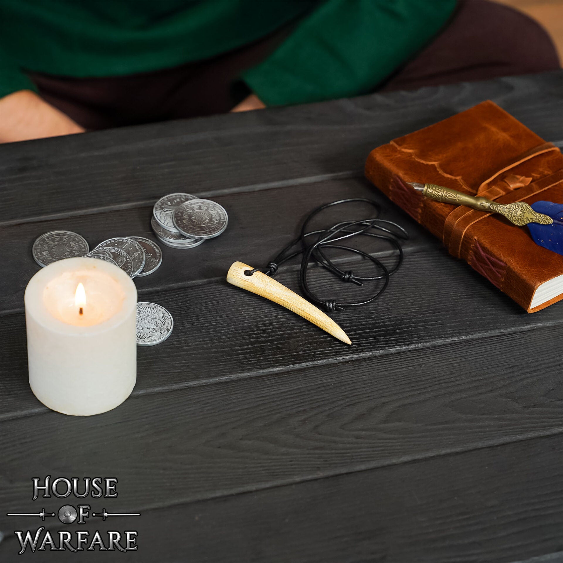 Collar Colgante Cuerno Vikingo con Cordón de Cuero Ajustable - 4" Cuerno Natural Pulido - Imagen 6