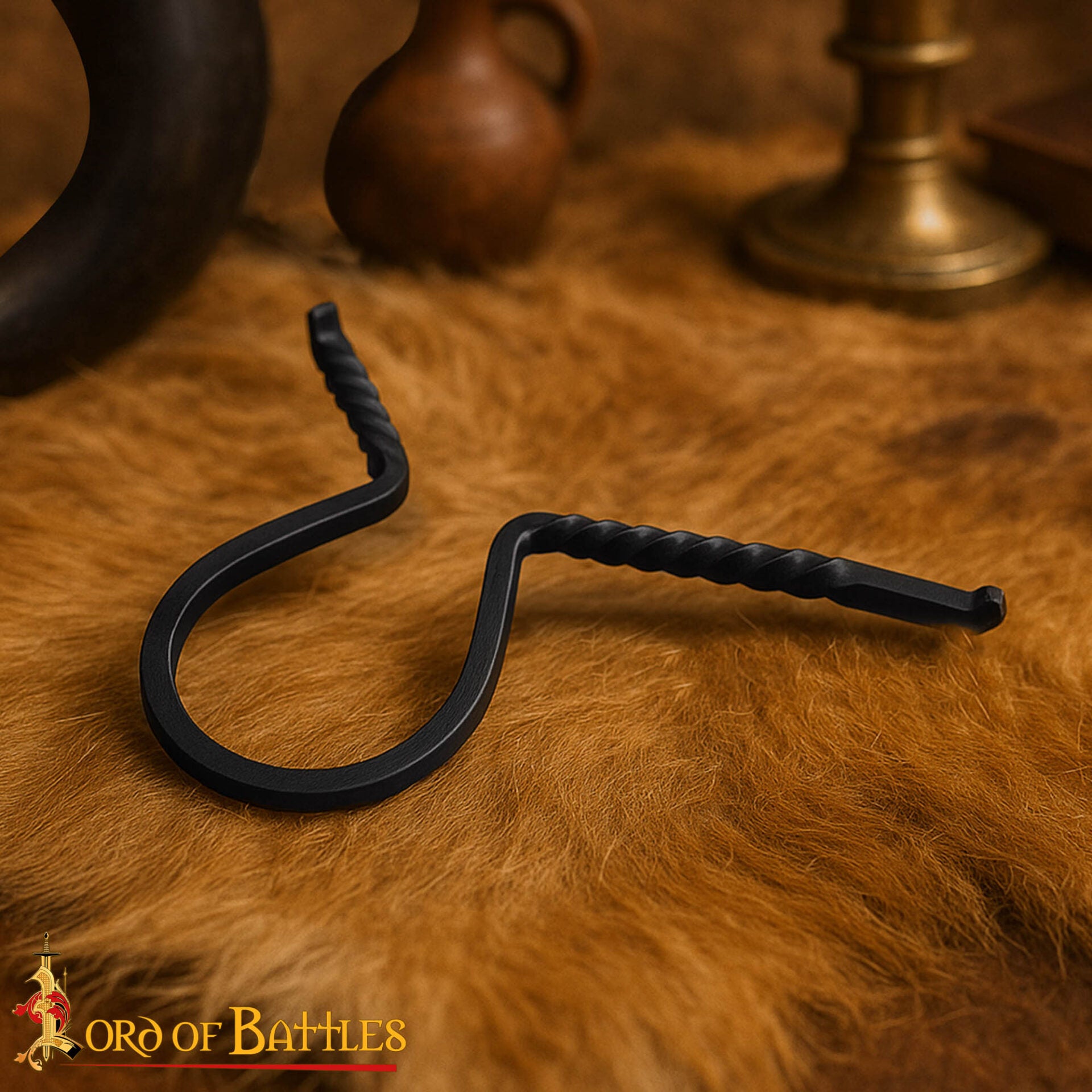 Soporte Medieval de Hierro Forjado para Cuernos de Beber - Soporte para Cuernos Forjado a Mano con Acabado de Aceite Ennegrecido - Imagen 2