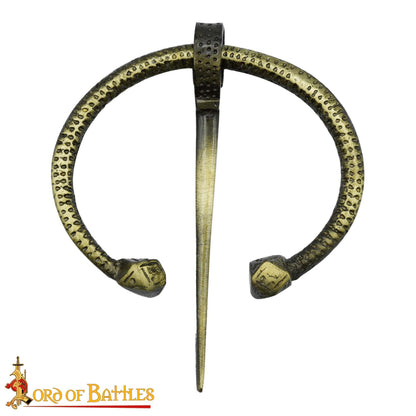 Broche Penannular de Latón Antiguo Alfiler de Capa Vikingo Celta, Fíbula Fundida en Arena - Imagen 4