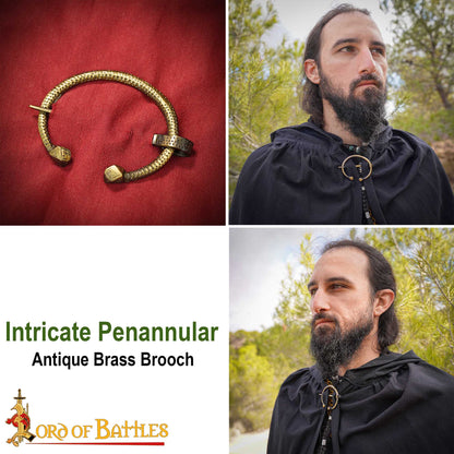 Broche Penannular de Latón Antiguo Alfiler de Capa Vikingo Celta, Fíbula Fundida en Arena - Imagen 8