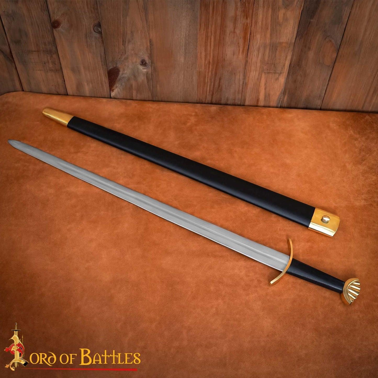 Espada Vikinga Decorativa de Acero Forjada a Mano con Pomo y Vaina de Latón -espada de Exposición Pulida - Imagen 6