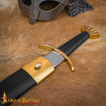 Espada Vikinga Decorativa de Acero Forjada a Mano con Pomo y Vaina de Latón -espada de Exposición Pulida - Imagen 7