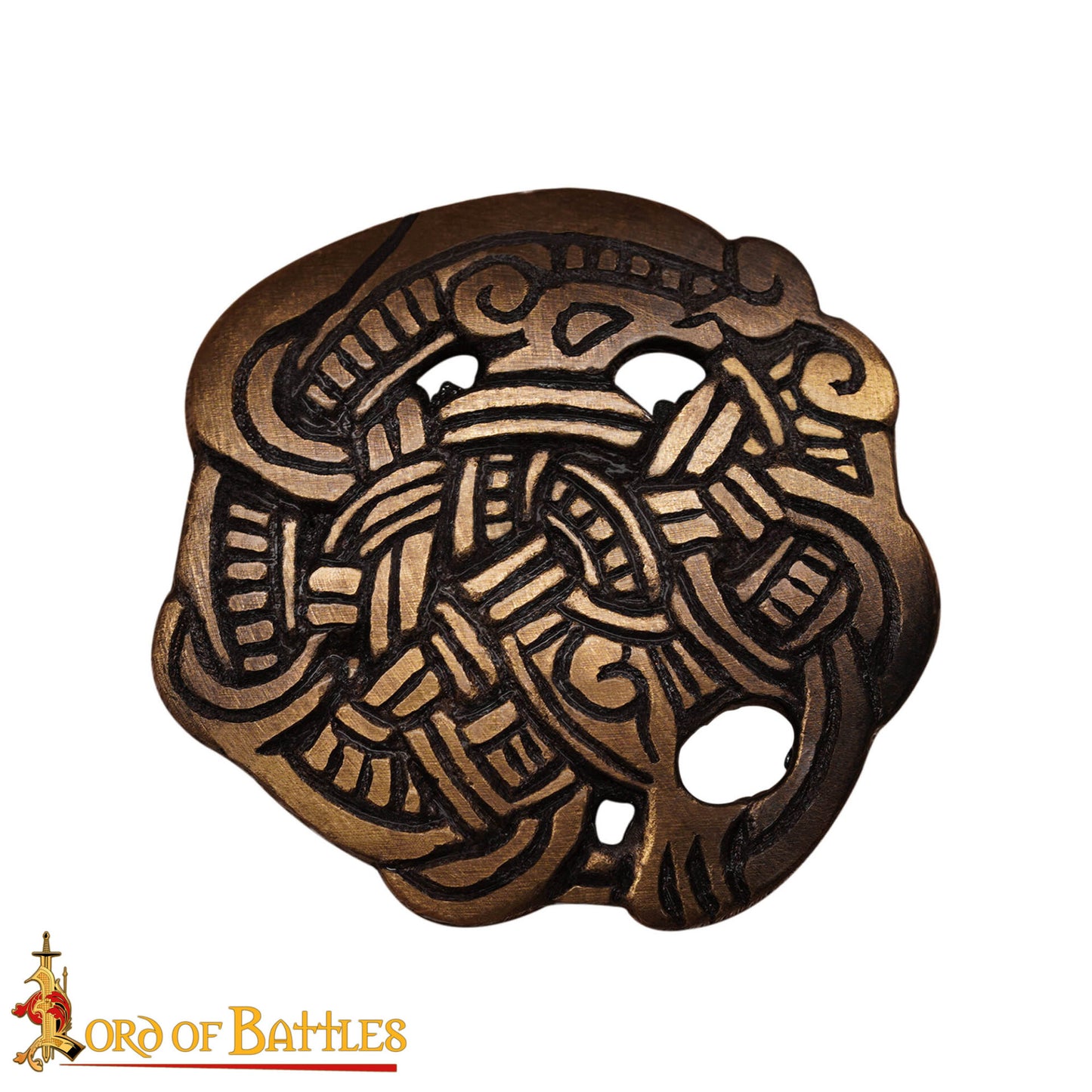 Broche Vikingo de Animal Agarrado - Latón Antiguo - Imagen 4