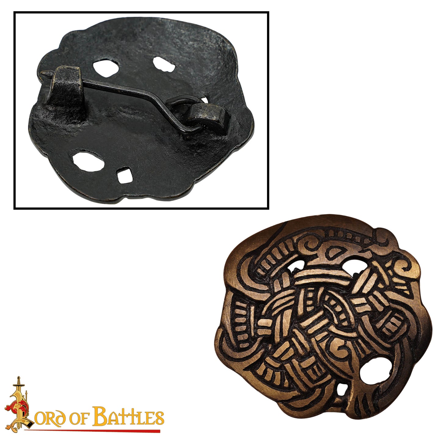 Broche Vikingo de Animal Agarrado - Latón Antiguo - Imagen 5