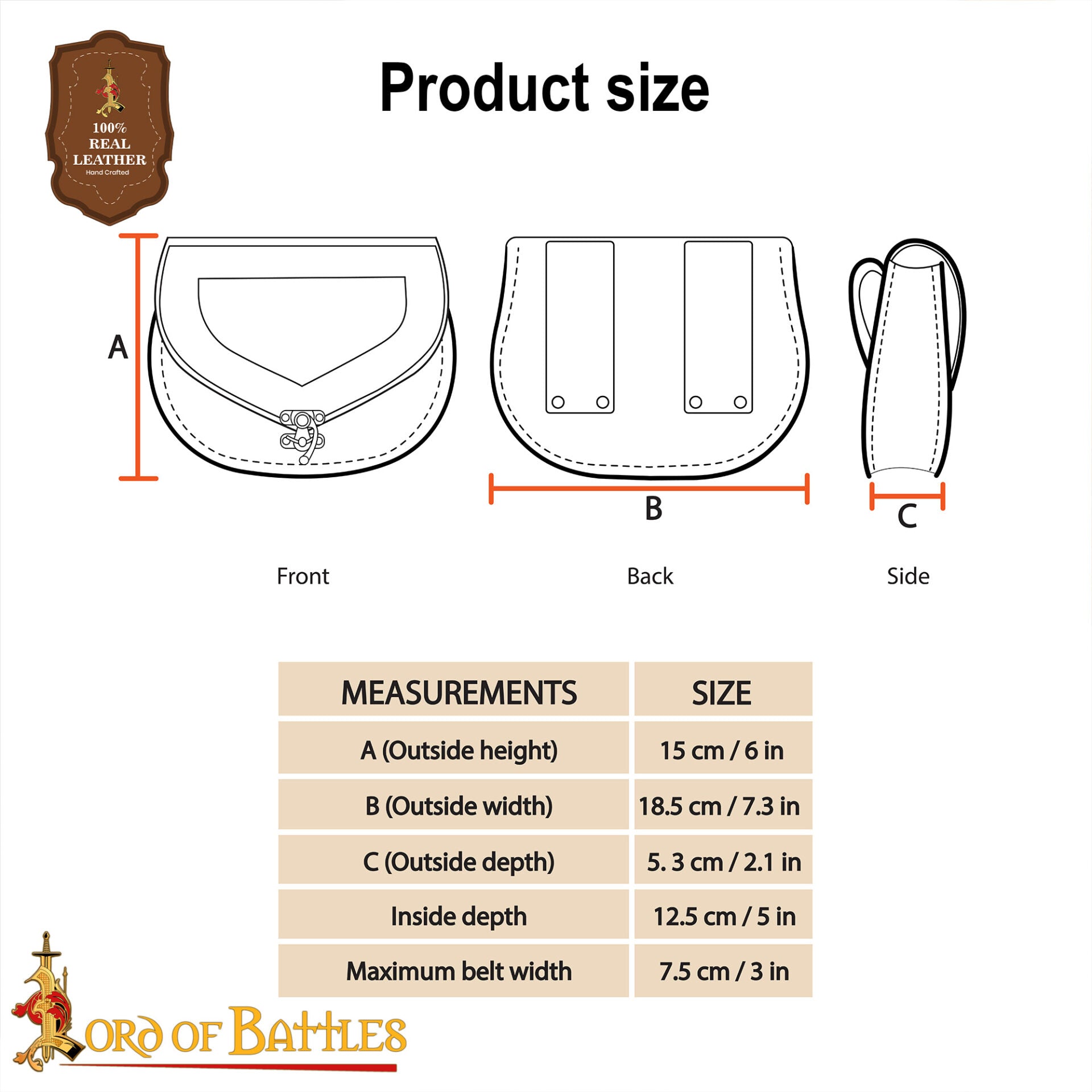 Riñonera Medieval de Cuero Marrón con Diseño Celta en Relieve - Imagen 3