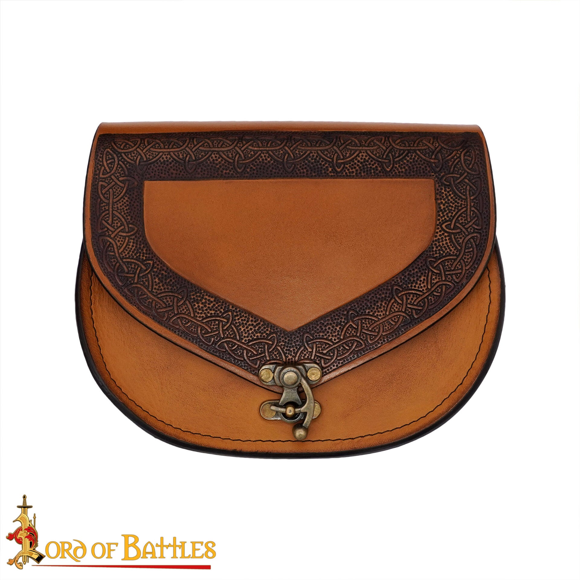 Riñonera Medieval de Cuero Marrón con Diseño Celta en Relieve - Imagen 4