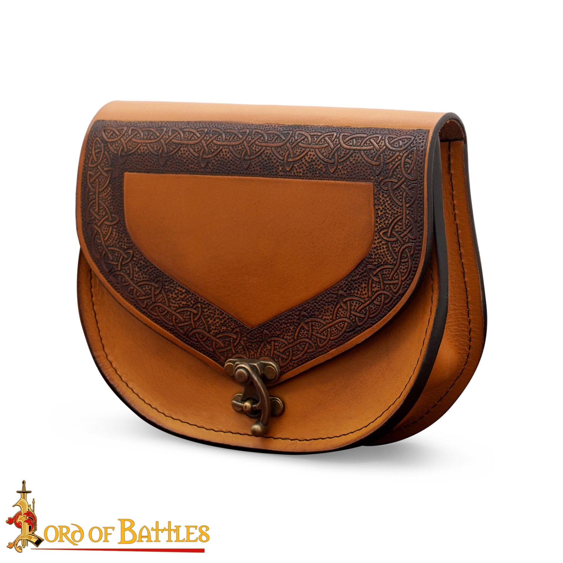 Riñonera Medieval de Cuero Marrón con Diseño Celta en Relieve - Imagen 5