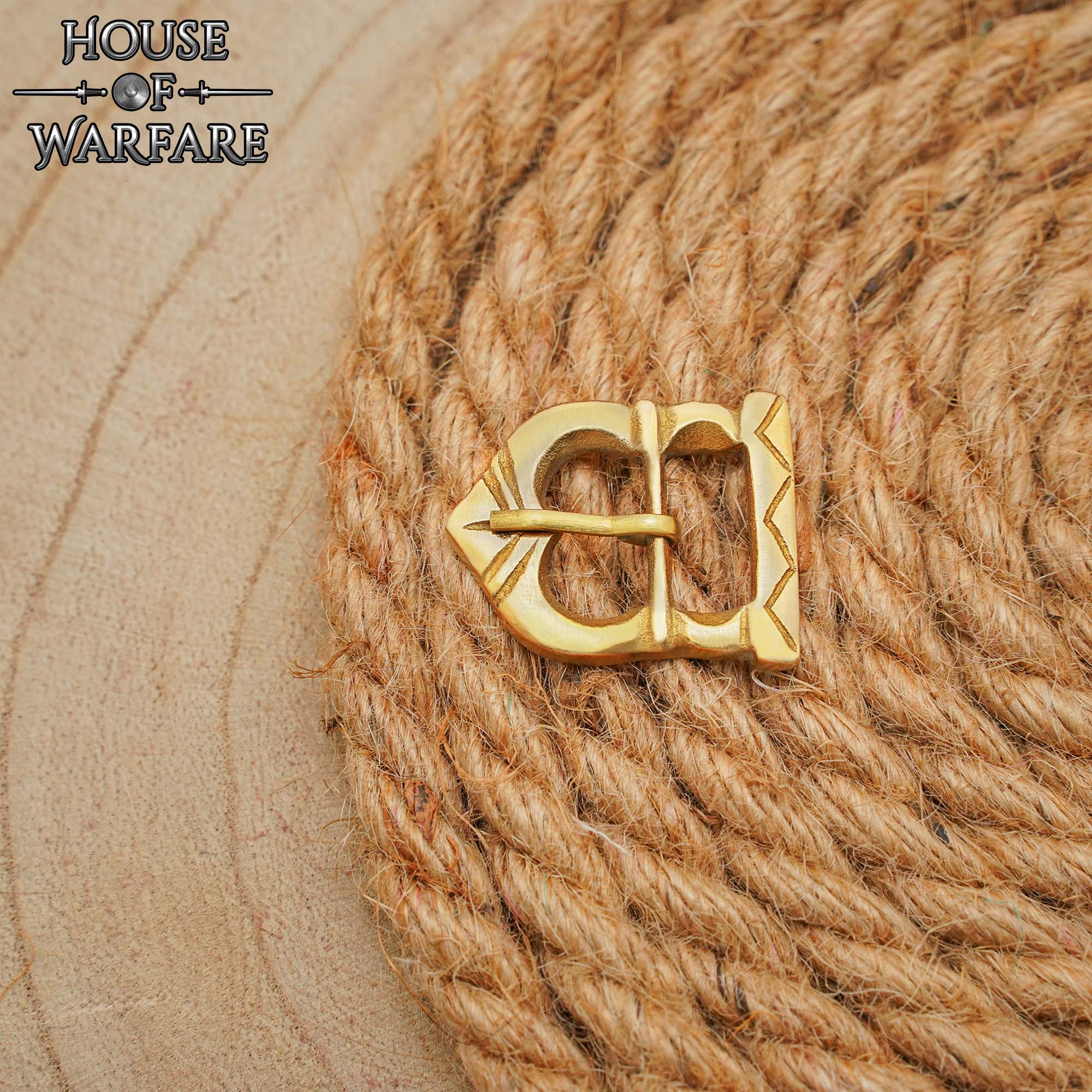 Hebilla Medieval de Latón Macizo para Cinturón - Accesorio Histórico y de Vestuario Vikingo y Normando - Imagen 1